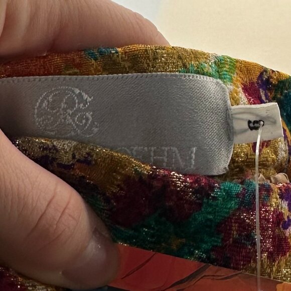 Vintage 1990s Carolyne Roehm Jewel-Tone Silk and Lurex Brocade Mini Skirt - Picture 3 of 3